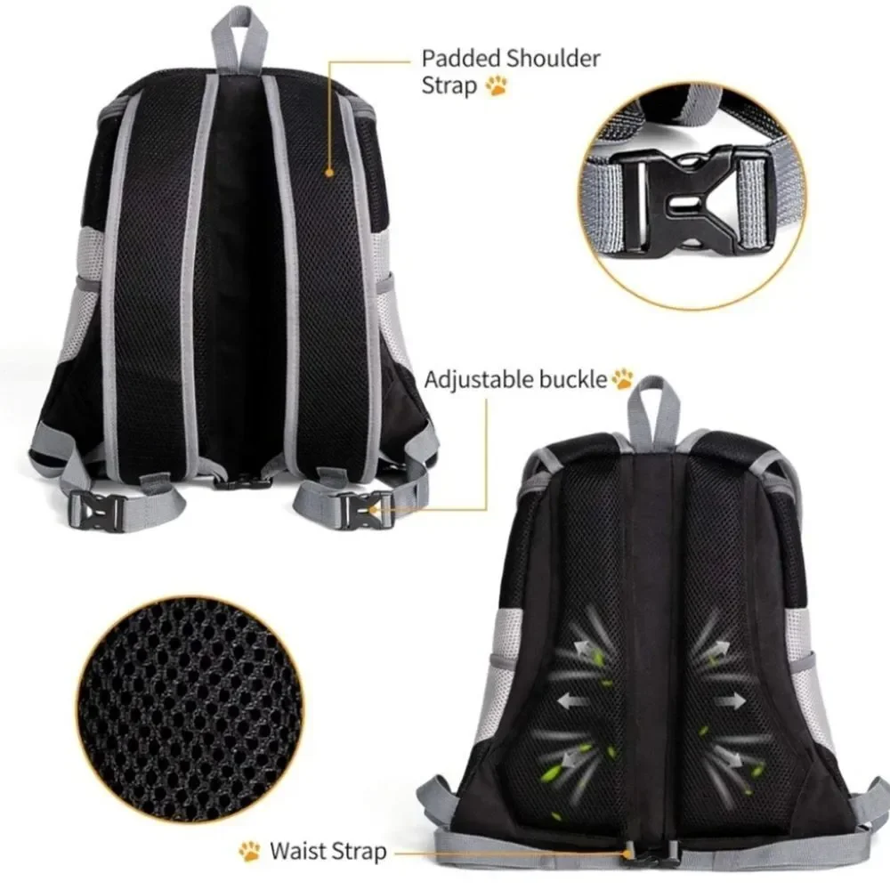 🔸️NWT Gray & Black Breathable Small Pet Travel Carrier Backpack